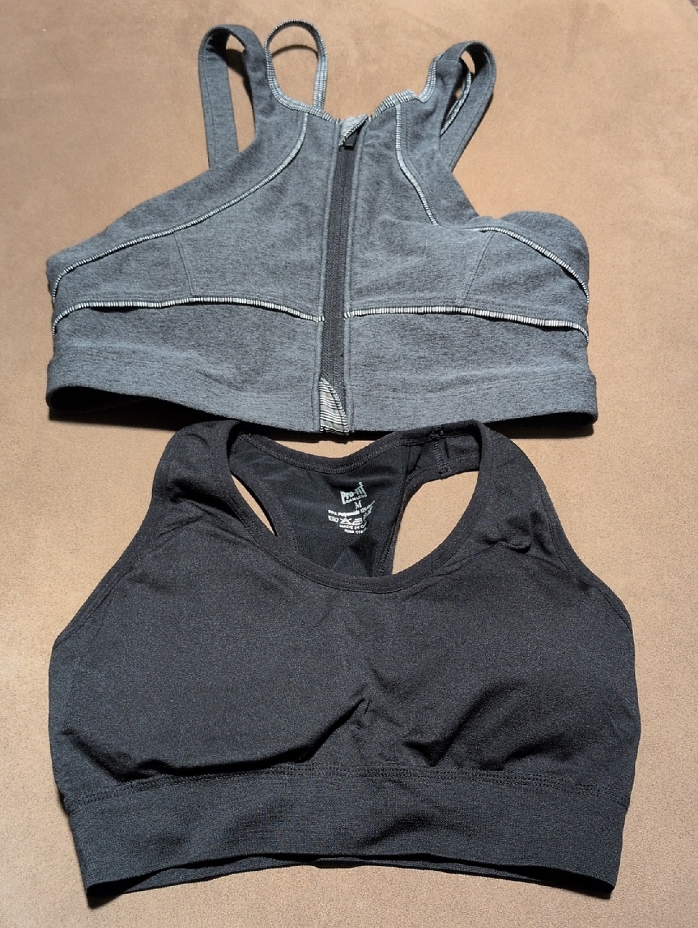 MPG & Pro-Fit Women's Sports Bras Lot of 2 Black/Gray Size Medium